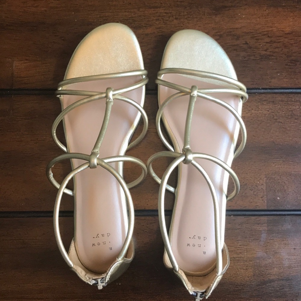 Gold (champagne) gladiator back zip sandals